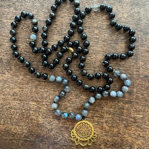 Enchanted Strands Brand Malas made of Labradorite and Black Obsidian